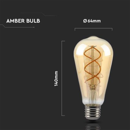 LED Himmennettävä polttimo FILAMENT ST64 E27/4,8W/230V 1800K