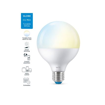LED Himmennettävä polttimo G95 E27/11W/230V 2700-6500K CRI 90 Wi-Fi - WiZ