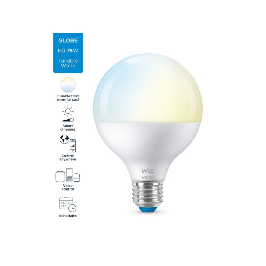LED Himmennettävä polttimo G95 E27/11W/230V 2700-6500K CRI 90 Wi-Fi - WiZ