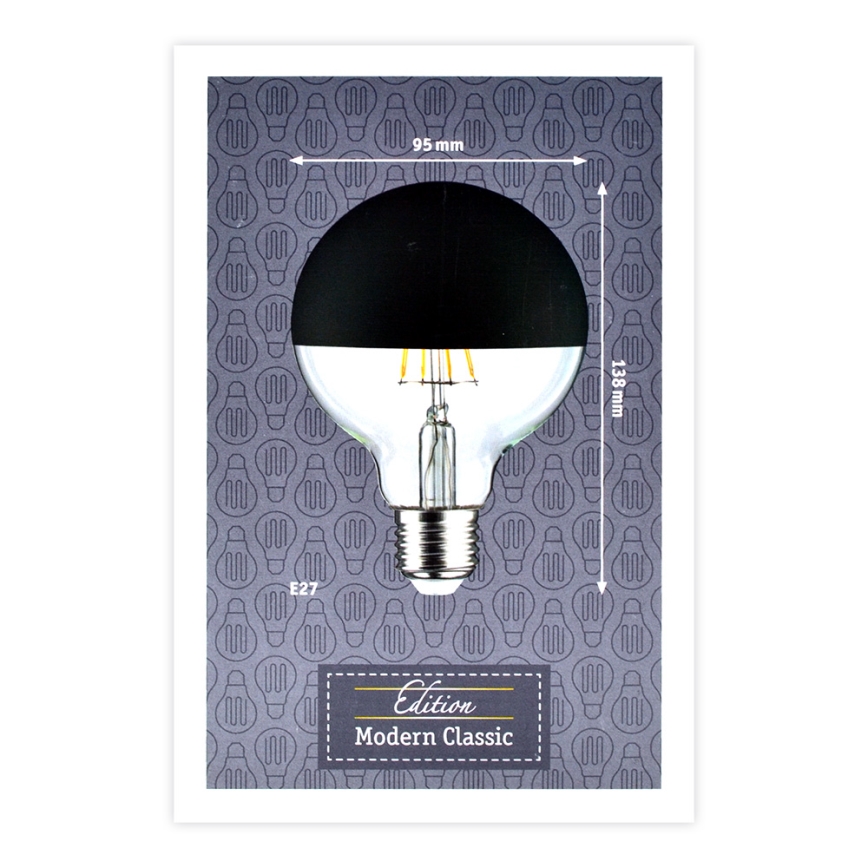 LED-himmennettävä polttimo peilipallokannalla GLOBE G95 E27/6,5W/230V 2700K musta - Paulmann 28676
