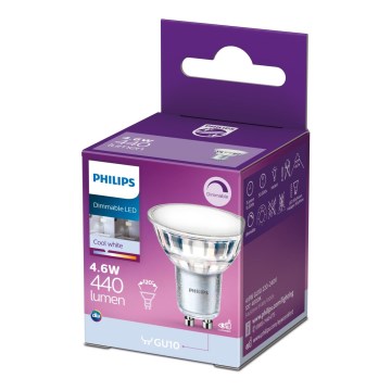 LED Himmennettävä polttimo Philips GU10/4,6W/230V 4000K