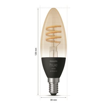 LED Himmennettävä polttimo Philips Hue WHITE AMBIANCE E14/4,6W/230V 2200-4500K