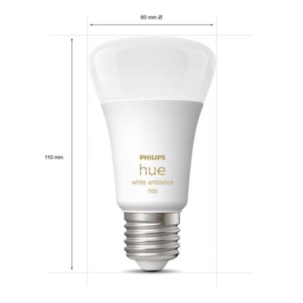 LED Himmennettävä polttimo Philips Hue WHITE AMBIANCE E27/8W/230V 2200-6500K