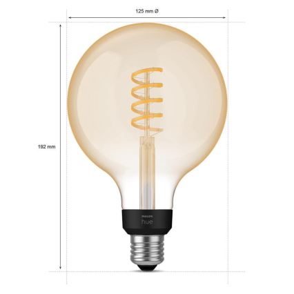 LED Himmennettävä polttimo Philips Hue WHITE AMBIANCE G125 E27/7W/230V 2200-4500K