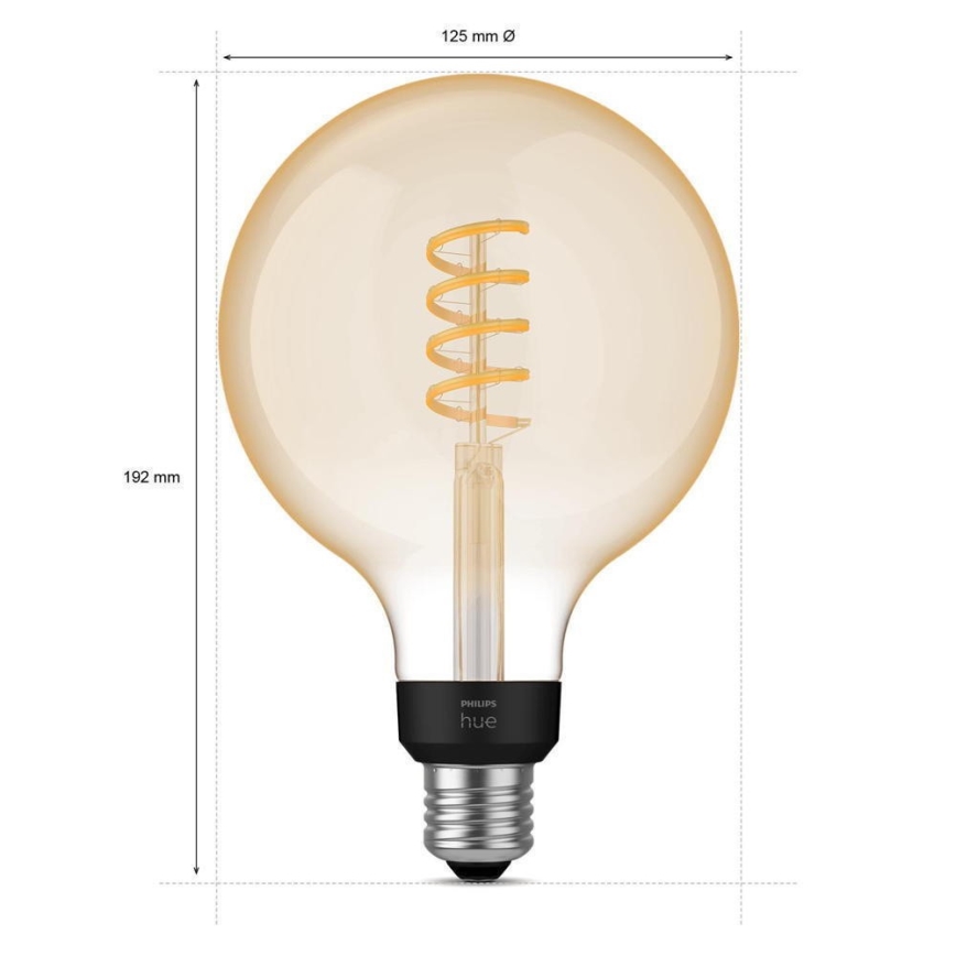 LED Himmennettävä polttimo Philips Hue WHITE AMBIANCE G125 E27/7W/230V 2200-4500K