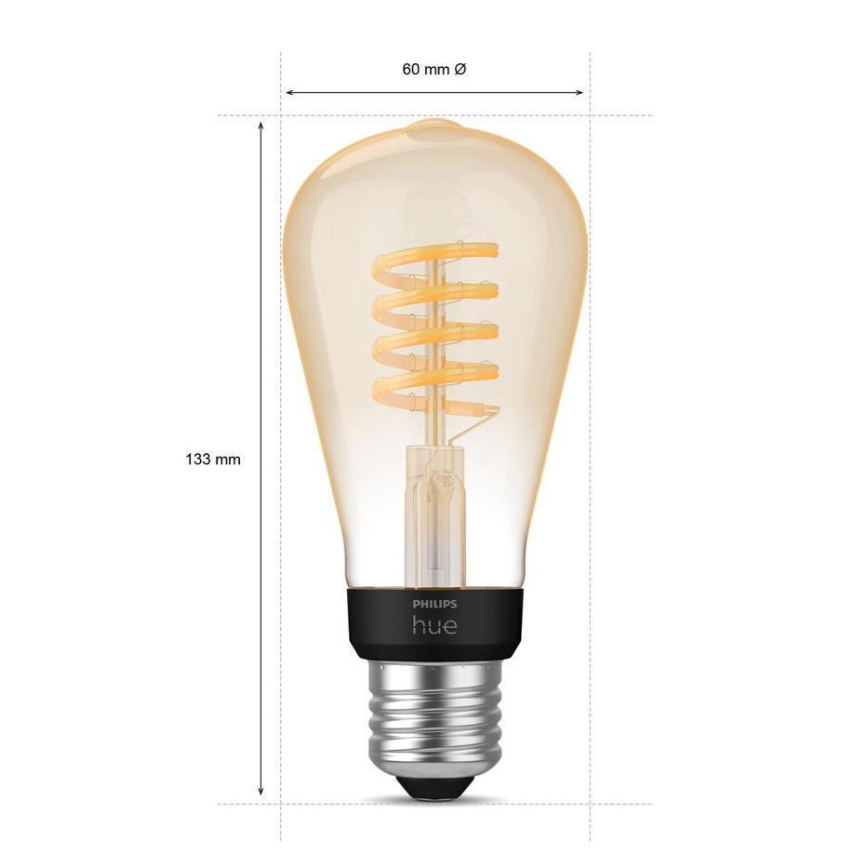 LED Himmennettävä polttimo Philips Hue WHITE AMBIANCE ST64 E27/7W/230V 2200-4500K