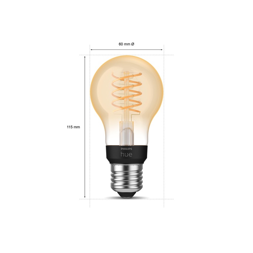 LED Himmennettävä polttimo Philips Hue WHITE FILAMENT A60 E27/7W/230V 2100K