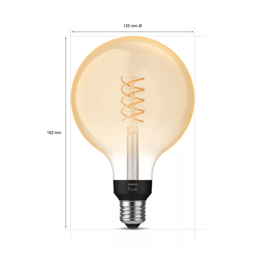 LED Himmennettävä polttimo Philips Hue WHITE FILAMENT G125 E27/7W/230V 2100K