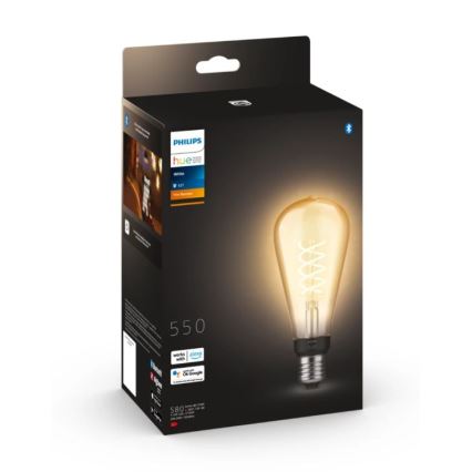 LED Himmennettävä polttimo Philips Hue WHITE FILAMENT ST72 E27/7W/230V 2100K