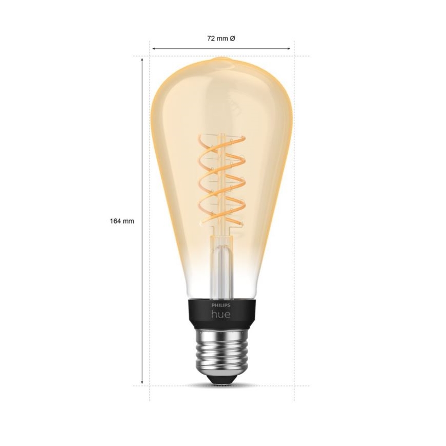 LED Himmennettävä polttimo Philips Hue WHITE FILAMENT ST72 E27/7W/230V 2100K