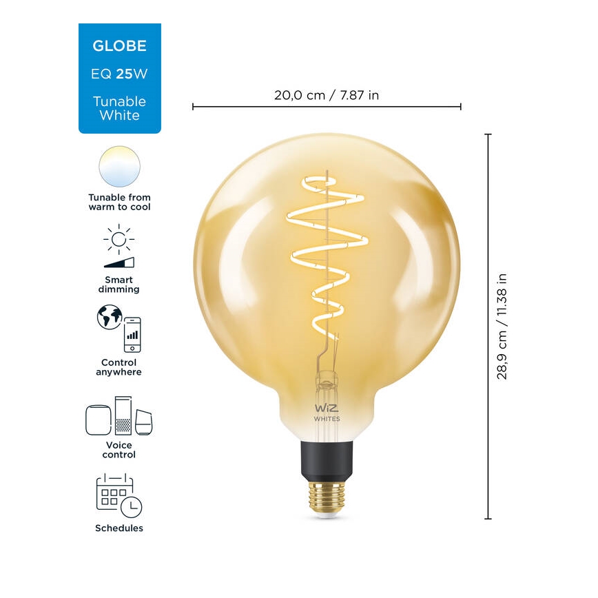 LED Himmennettävä polttimo VINTAGE FILAMENT G200 E27/6W/230V 2000-5000K CRI 90 Wi-Fi - WiZ