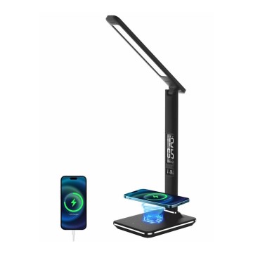 LED Himmennettävä pöytävalaisin langattomalla latauksella LED/8,5W/230V musta