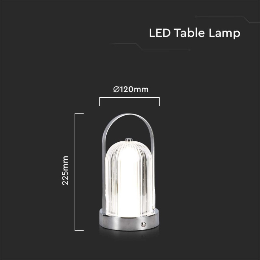 LED himmennettävä ladattava kosketuspöytävalaisin LED/1W/5V 3000-6000K 1800 mAh mattakromi