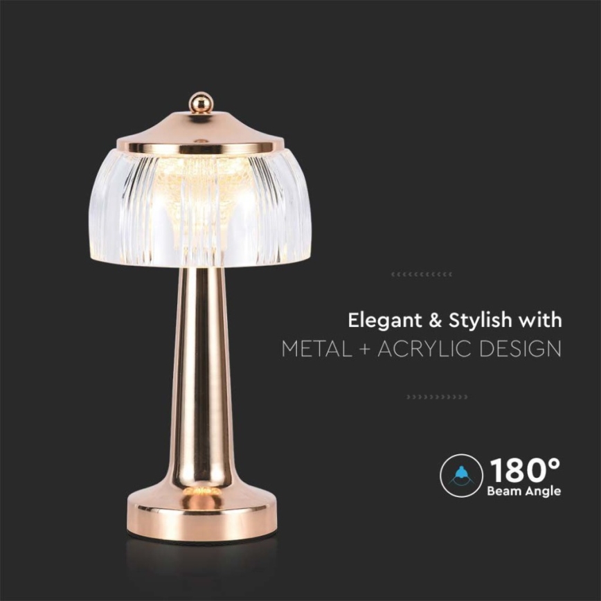 LED himmennettävä ladattava kosketusohjattu pöytävalaisin LED/1W/5V 3000-6000K 1800 mAh ruusukulta