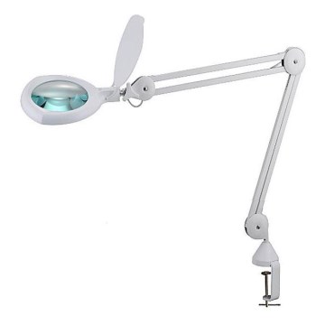 LED-himmennettävä pöytävalaisin suurennuslasilla ja klipsillä LED/8W/12/230V