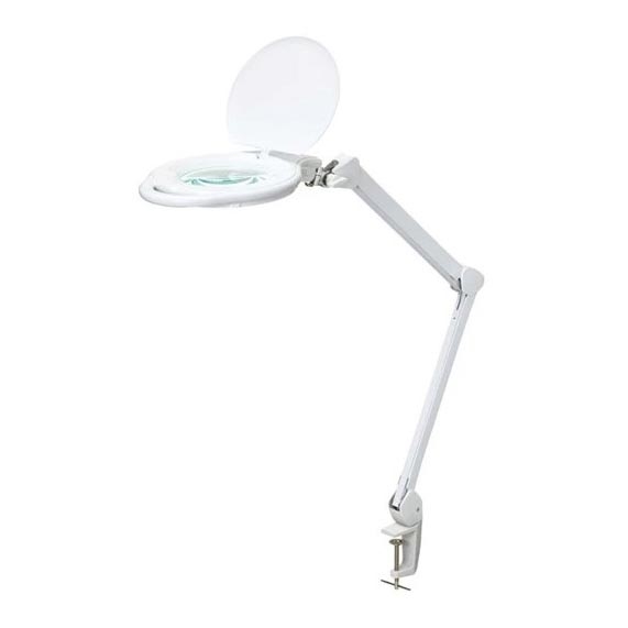 LED Himmennettävä pöytävalaisin suurennuslasilla LED/10W/230V valkoinen