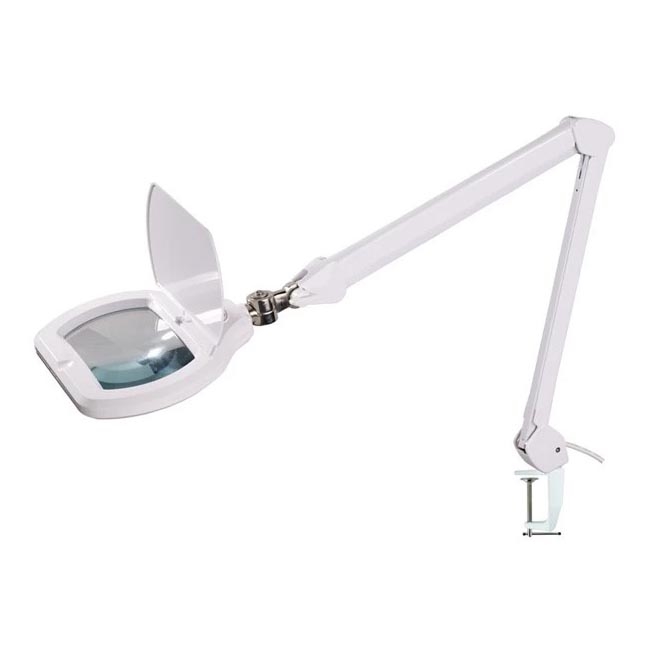 LED Himmennettävä pöytävalaisin suurennuslasilla LED/12W/230V valkoinen