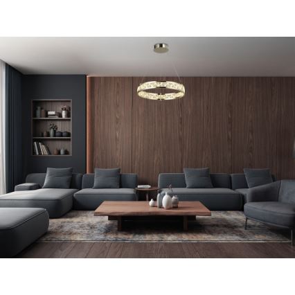 Himmennettävä LED-kristallikruunu vaijerilla ENRIQUE LED/40W//230V 3000-6000K halkaisija 60 cm + kaukosäädin