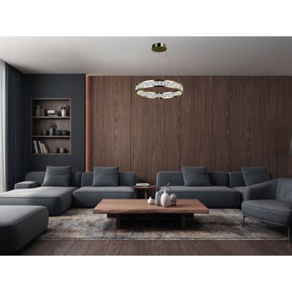 Himmennettävä LED-kristallikruunu vaijerilla ENRIQUE LED/40W//230V 3000-6000K halkaisija 60 cm + kaukosäädin