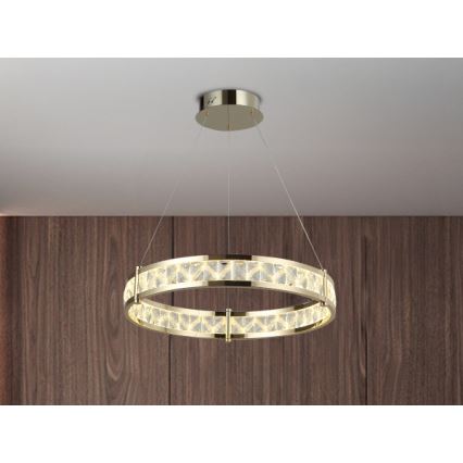 Himmennettävä LED-kristallikruunu vaijerilla ENRIQUE LED/40W//230V 3000-6000K halkaisija 60 cm + kaukosäädin