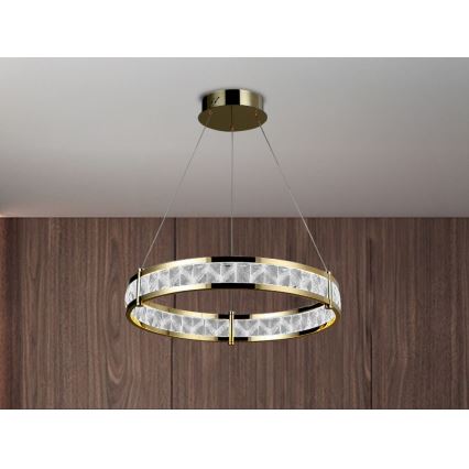 Himmennettävä LED-kristallikruunu vaijerilla ENRIQUE LED/40W//230V 3000-6000K halkaisija 60 cm + kaukosäädin