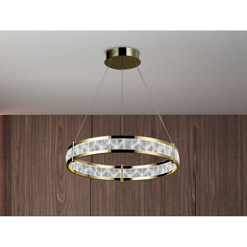 Himmennettävä LED-kristallikruunu vaijerilla ENRIQUE LED/40W//230V 3000-6000K halkaisija 60 cm + kaukosäädin