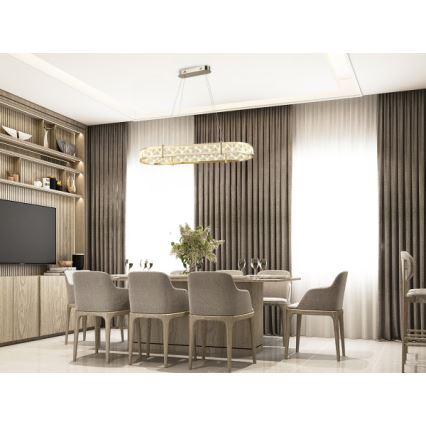 Himennettävä LED-kristallikruunu vaijerilla ENRIQUE LED/50W//230V 3000-6000K + kaukosäädin