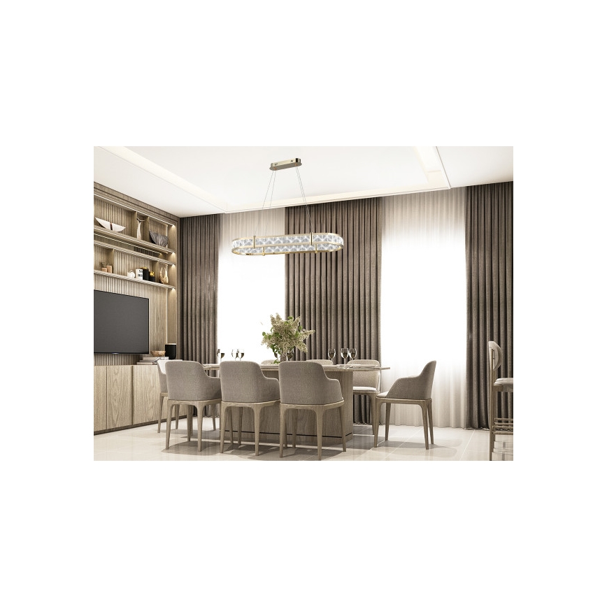 Himennettävä LED-kristallikruunu vaijerilla ENRIQUE LED/50W//230V 3000-6000K + kaukosäädin