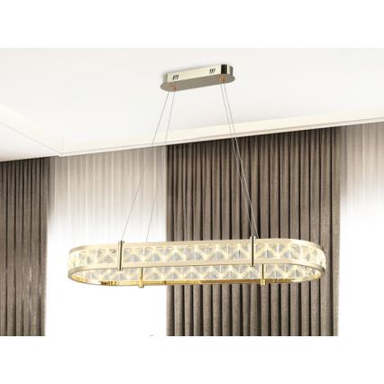 Himennettävä LED-kristallikruunu vaijerilla ENRIQUE LED/50W//230V 3000-6000K + kaukosäädin