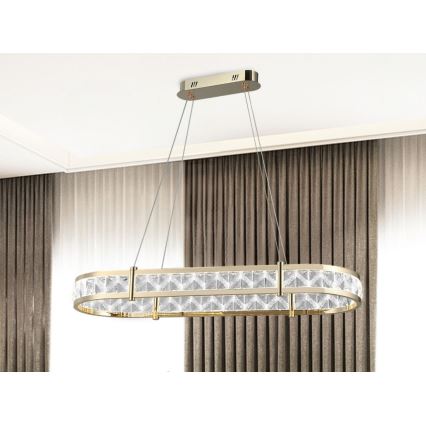 Himennettävä LED-kristallikruunu vaijerilla ENRIQUE LED/50W//230V 3000-6000K + kaukosäädin