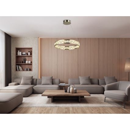 LED-himmennettävä kristallikruunu vaijerilla ENRIQUE LED/55W//230V 3000-6000K halkaisija 80 cm + kaukosäädin
