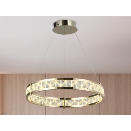 LED-himmennettävä kristallikruunu vaijerilla ENRIQUE LED/55W//230V 3000-6000K halkaisija 80 cm + kaukosäädin