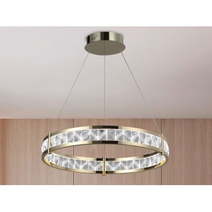 LED-himmennettävä kristallikruunu vaijerilla ENRIQUE LED/55W//230V 3000-6000K halkaisija 80 cm + kaukosäädin