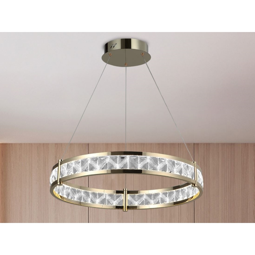 LED-himmennettävä kristallikruunu vaijerilla ENRIQUE LED/55W//230V 3000-6000K halkaisija 80 cm + kaukosäädin