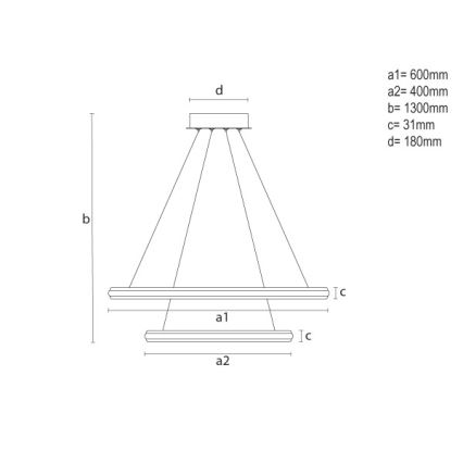 LED-himmennettävä riippuvalaisin vaijerilla LED/90W/230V 3000-6500K halkaisija 60 cm + kaukosäädin
