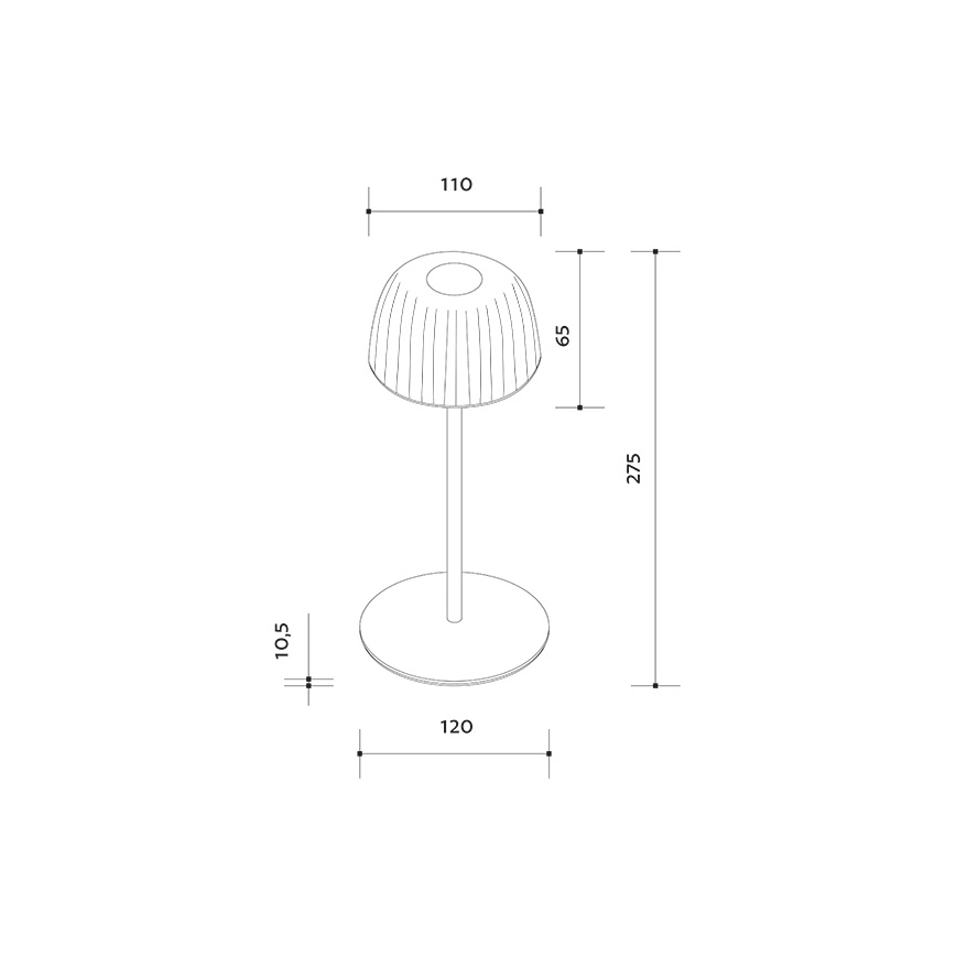 LED Himmennettävä ulko ladattava pöytävalaisin VIVIEN LED/3W/5V 2700K 1600 mAh IP54 musta
