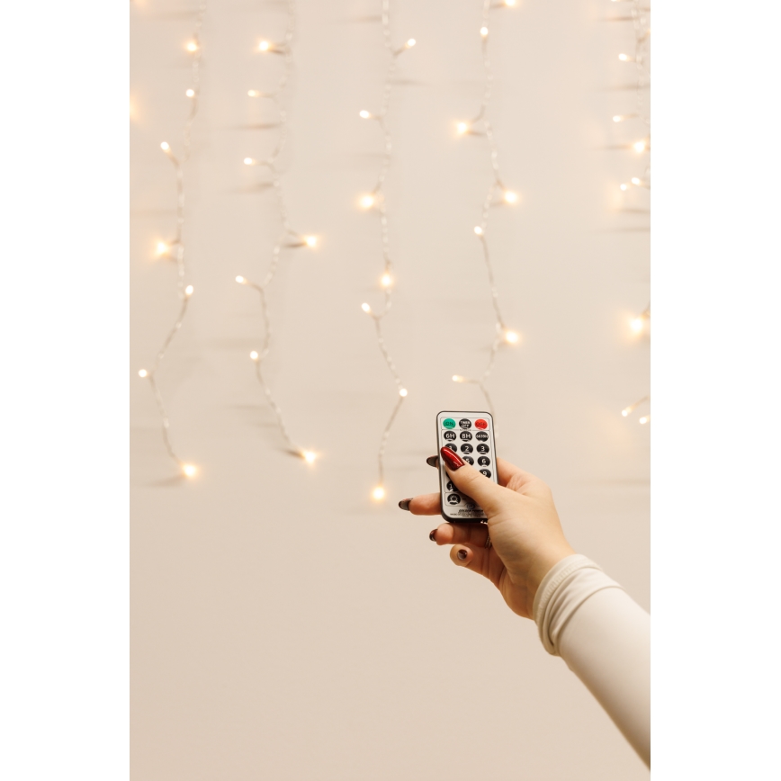 LED Himmennettävä ulko Valoverho CURTAIN 360xLED/8,4W/230V 2x2 m IP44 lämpimänvalkoinen + kauko-ohjaus