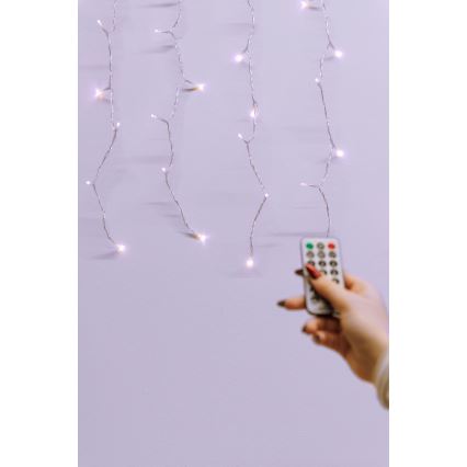 LED Himmennettävä ulko Valoverho CURTAIN 360xLED/8,4W/230V 2x2 m IP44 lämpimänvalkoinen + kauko-ohjaus