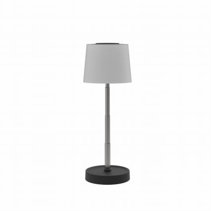Himmennettävä kosketuskytkimellä varustettu ladattava ulkokäyttöön sopiva LED-pöytälamppu, 2W/5V, IP44, 1200 mAh, harmaa