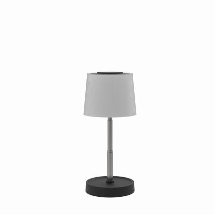 Himmennettävä kosketuskytkimellä varustettu ladattava ulkokäyttöön sopiva LED-pöytälamppu, 2W/5V, IP44, 1200 mAh, harmaa