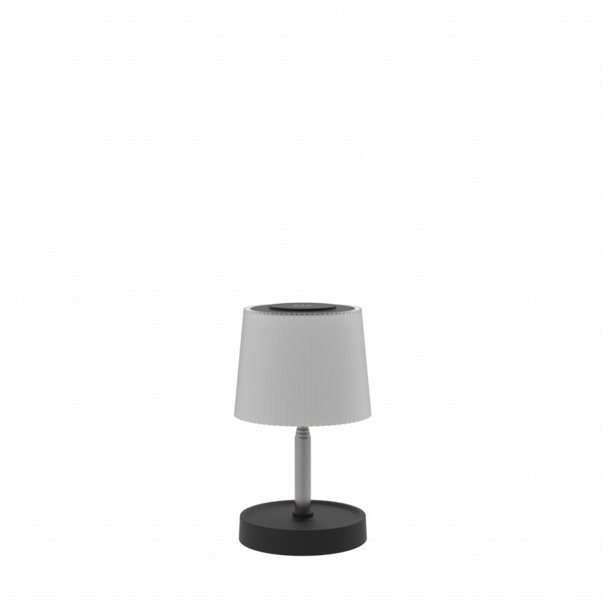 Himmennettävä kosketuskytkimellä varustettu ladattava ulkokäyttöön sopiva LED-pöytälamppu, 2W/5V, IP44, 1200 mAh, harmaa