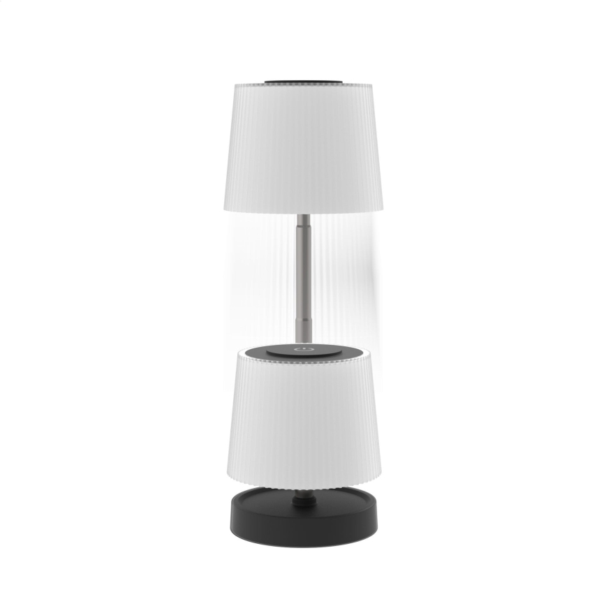 Himmennettävä kosketuskytkimellä varustettu ladattava ulkokäyttöön sopiva LED-pöytälamppu, 2W/5V, IP44, 1200 mAh, harmaa