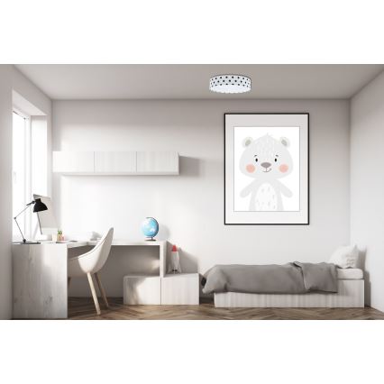 LED himmennettävä kattovalaisin SMART GALAXY KIDS LED/24W/230V 3000-6500K pisteet valkoinen/musta + kaukosäädin