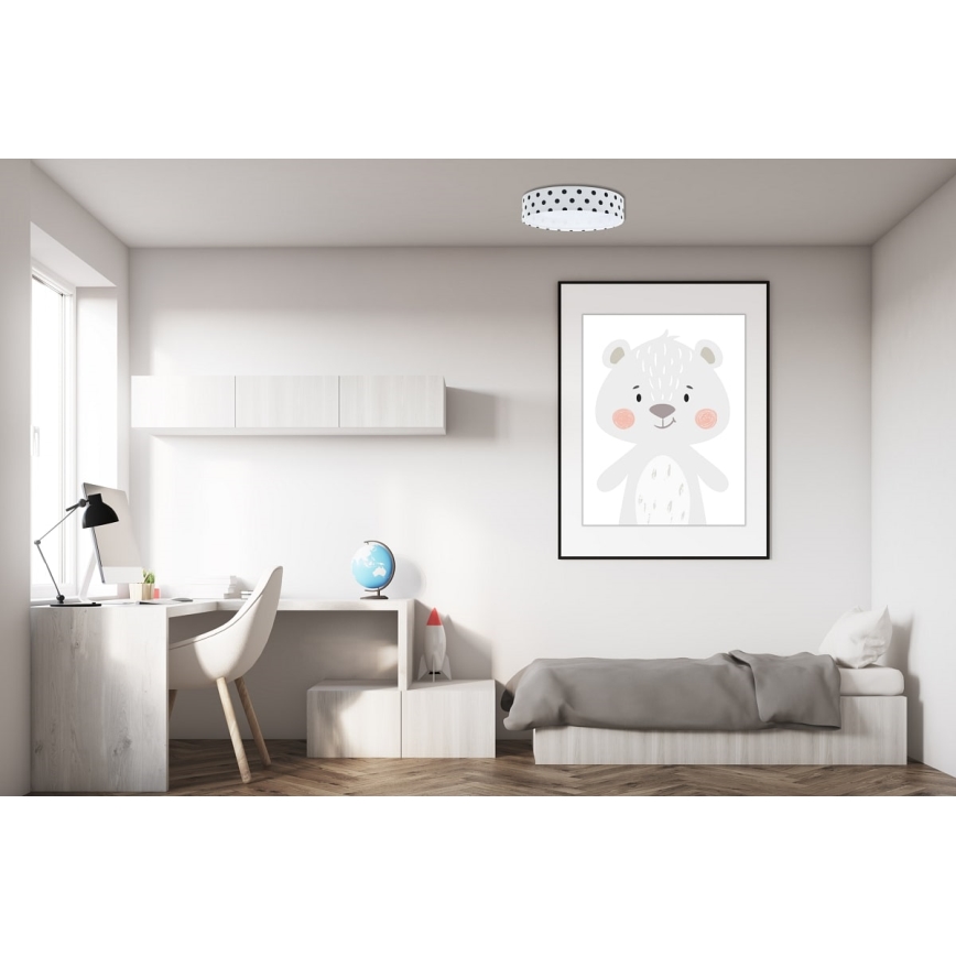 LED himmennettävä kattovalaisin SMART GALAXY KIDS LED/24W/230V 3000-6500K pisteet valkoinen/musta + kaukosäädin