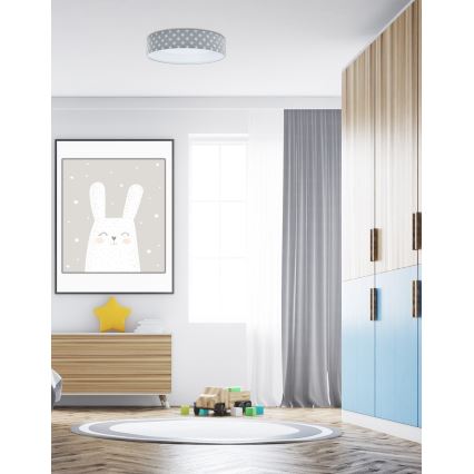 LED-himmennettävä kattovalaisin SMART GALAXY KIDS LED/24W/230V 3000-6500K tähdet harmaa/valkoinen + kaukosäädin