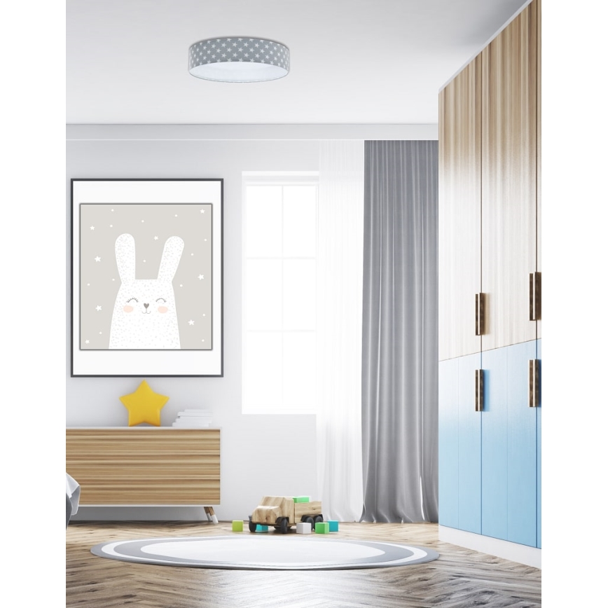 LED-himmennettävä kattovalaisin SMART GALAXY KIDS LED/24W/230V 3000-6500K tähdet harmaa/valkoinen + kaukosäädin
