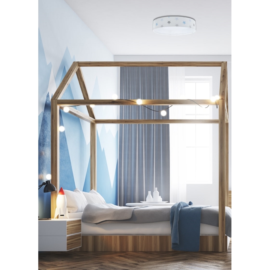 LED-himmennettävä kattovalaisin SMART GALAXY KIDS LED/24W/230V 3000-6500K tähdet valkoinen/harmaa/sininen + kaukosäädin