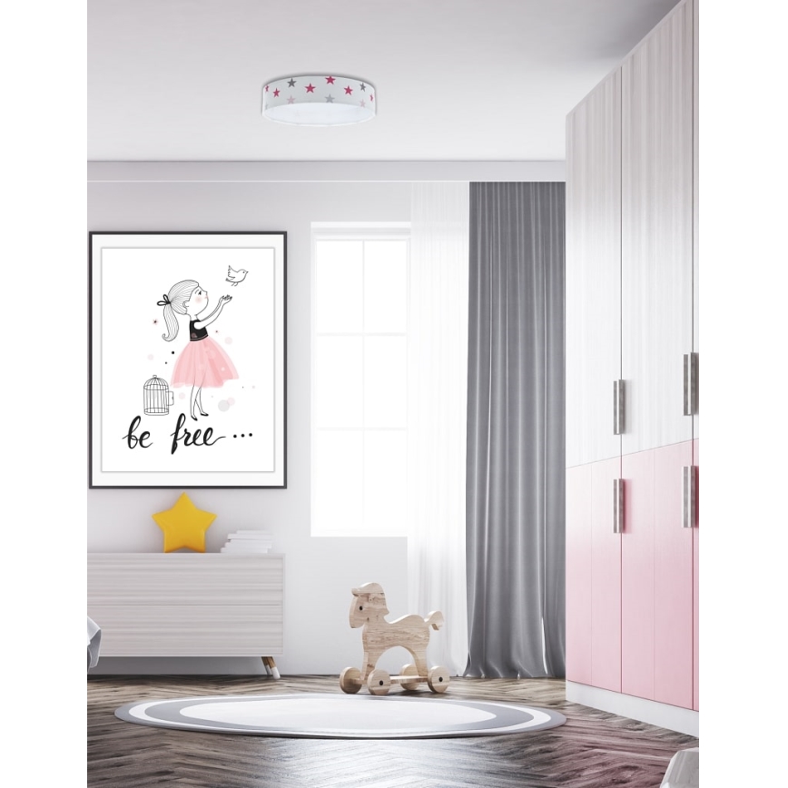 LED-himmennettävä kattovalaisin SMART GALAXY KIDS LED/24W/230V 3000-6500K tähdet valkoinen/vaaleanpunainen/harmaa + kaukosäädin