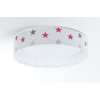 LED-himmennettävä kattovalaisin SMART GALAXY KIDS LED/24W/230V 3000-6500K tähdet valkoinen/vaaleanpunainen/harmaa + kaukosäädin