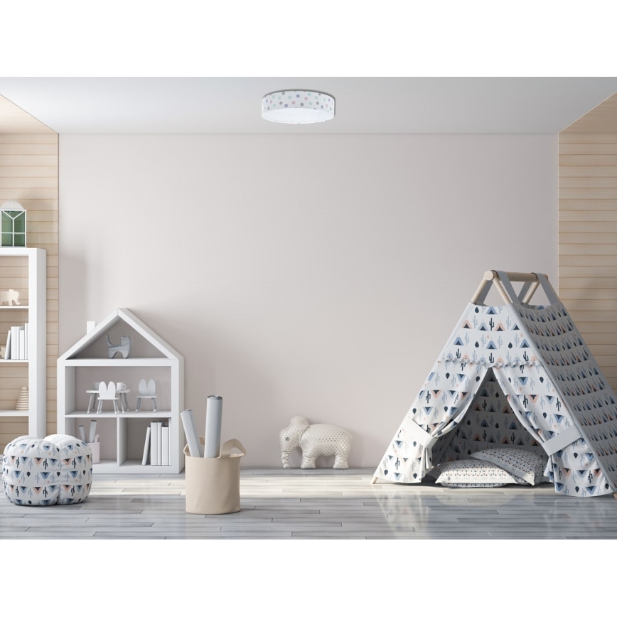 LED-himmennettävä kattovalaisin SMART GALAXY KIDS LED/24W/230V 3000-6500K pisteet värikäs + kaukosäädin